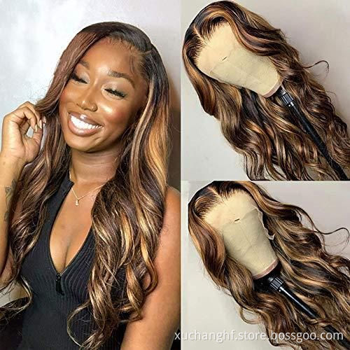 Brazilian virgin cuticle aligned hair vendors per Plucked ombre Highlight 150% Transparent HD Lace closure 4x4 human hair Wigs